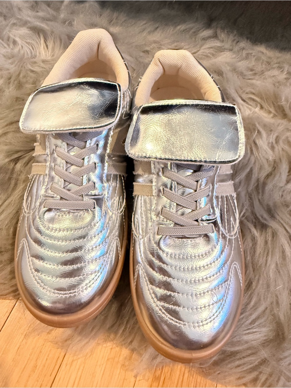 Steve Madden Silver Metallic Sneakers with Gum Soles